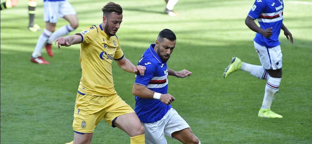 Un contrasto di gioco fra Rrahmani e Quagliarella (Getty) Un contrasto di gioco fra Rrahmani e Quagliarella (Getty)