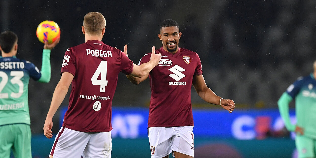 Torino-Udinese 2-1, Pobega e Bremer esultano dopo la rete del 2-1 (Getty Images) Torino-Udinese 2-1, Pobega e Bremer esultano dopo la rete del 2-1 (Getty Images)