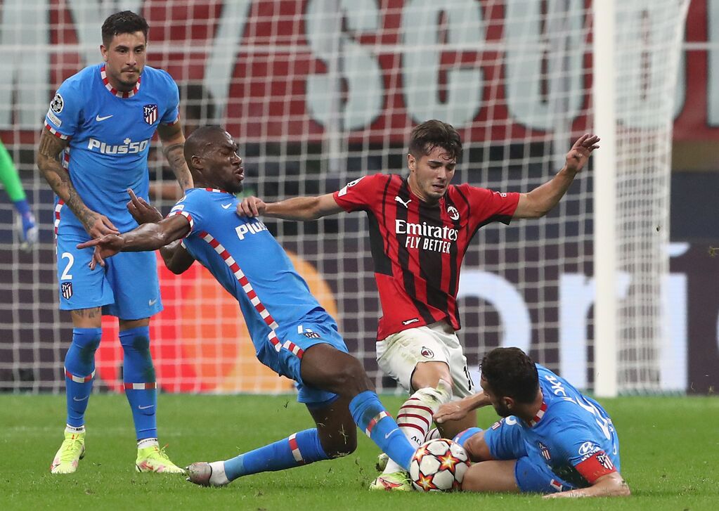 Milan, Brahim Diaz in azione contro l'Atletico Madrid (Getty)