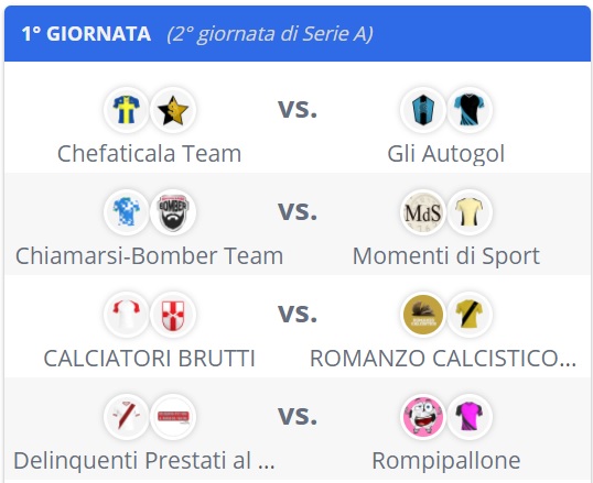 1a GIORNATA FCSC: CLICCA PER VEDERE IL CALENDARIO COMPLETO