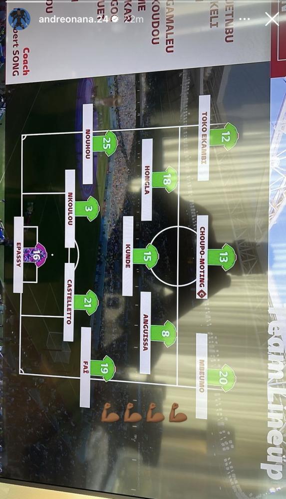 Onana, la storia postata su Instagram