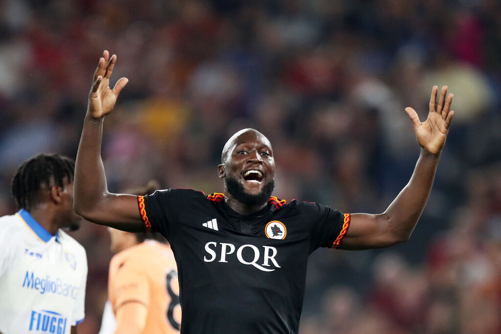 Lukaku celebra il gol al Frosinone (Getty)