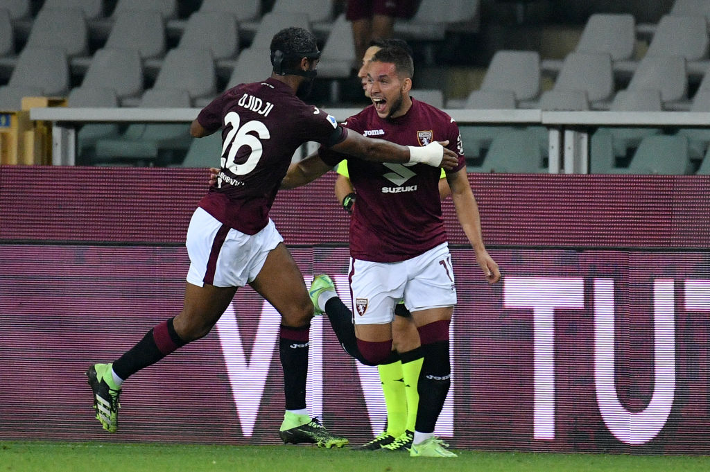 Marko Pjaca esulta con Djidji dopo il gol segnato alla Lazio (Getty Images)