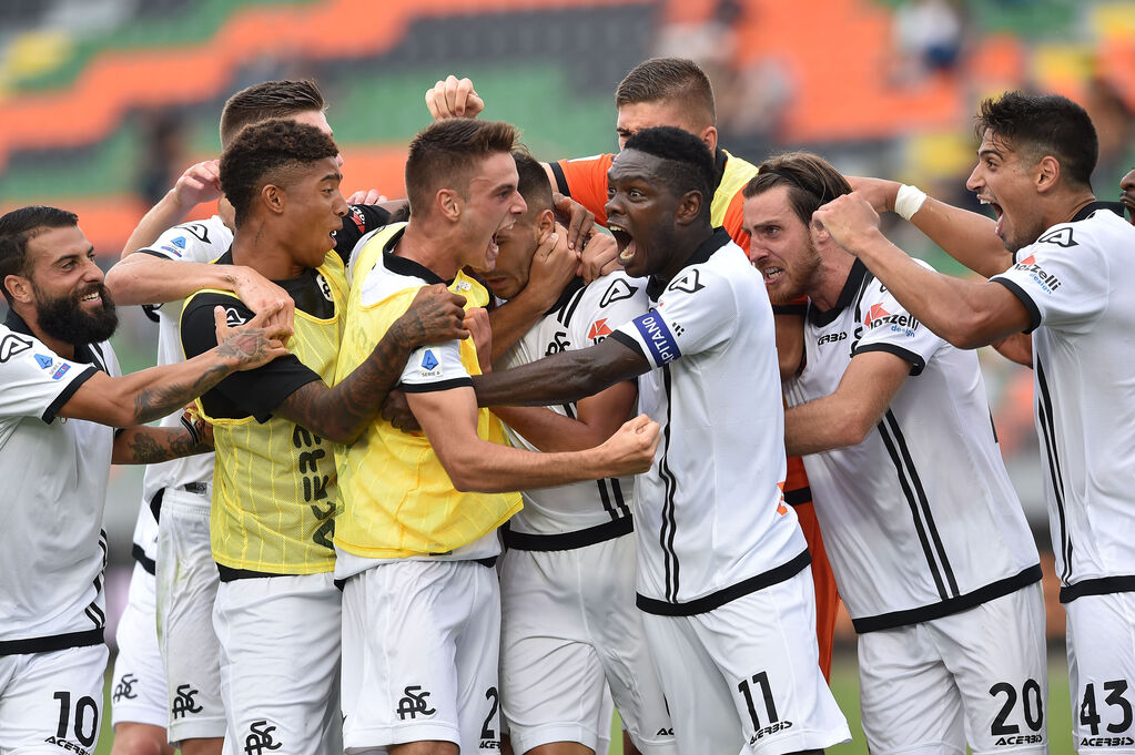 L'esultanza dello Spezia per il gol partita di Bourabia (Getty Images)