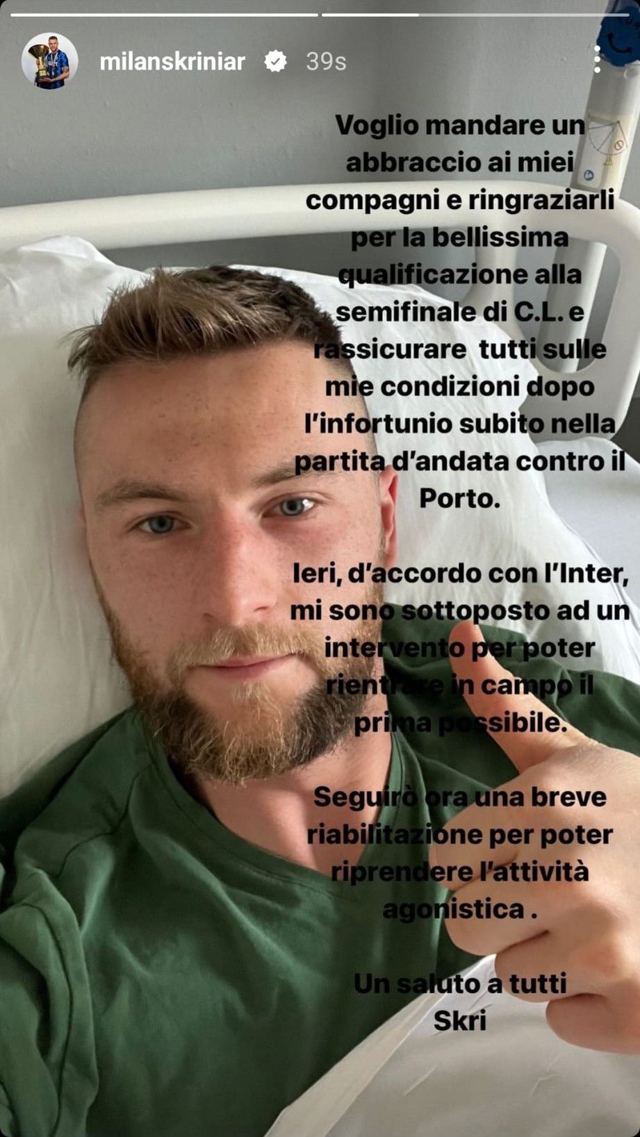 Dal profilo Instagram di Skriniar 
