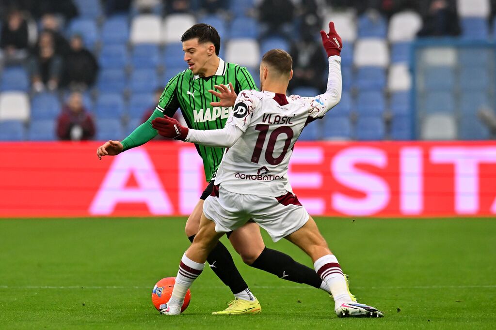 Vlasic in azione durante Sassuolo-Torino (Getty)
