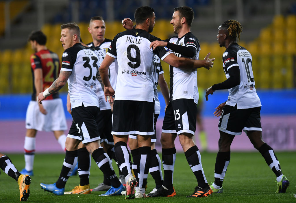 Esultanza Parma dopo l'1-0 (getty)