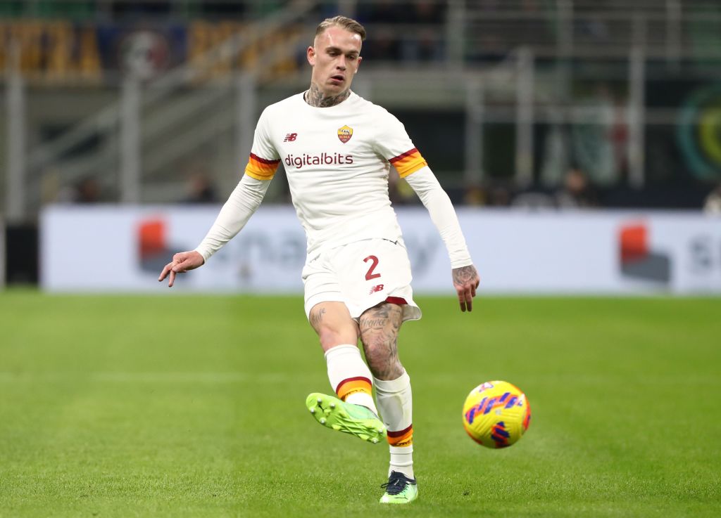 Karsdorp in conferenza alla vigilia di Vitesse-Roma (Getty Images)