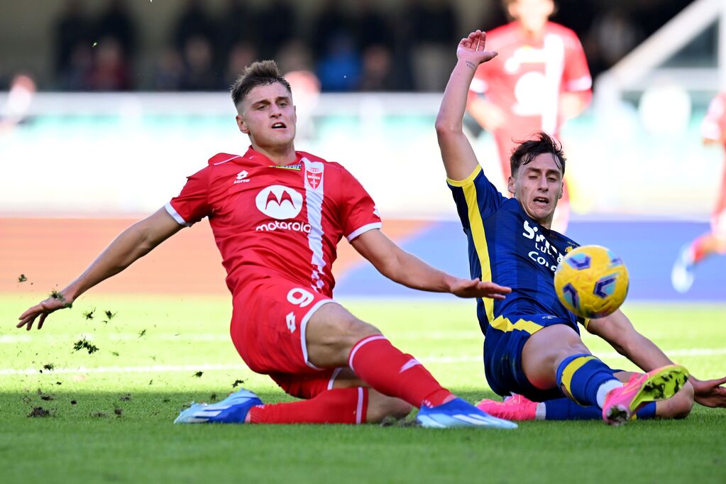 Il tiro con cui Colombo batte Montipò per lo 0-1 (Getty Images)