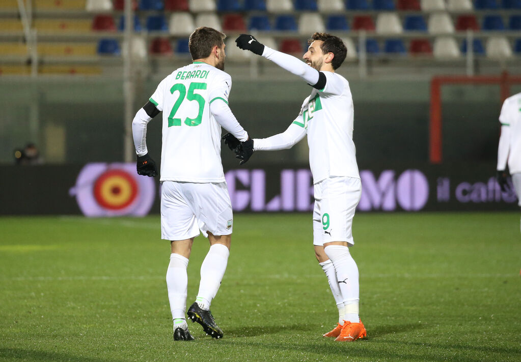Sassuolo, Caputo esulta con Berardi (Getty)