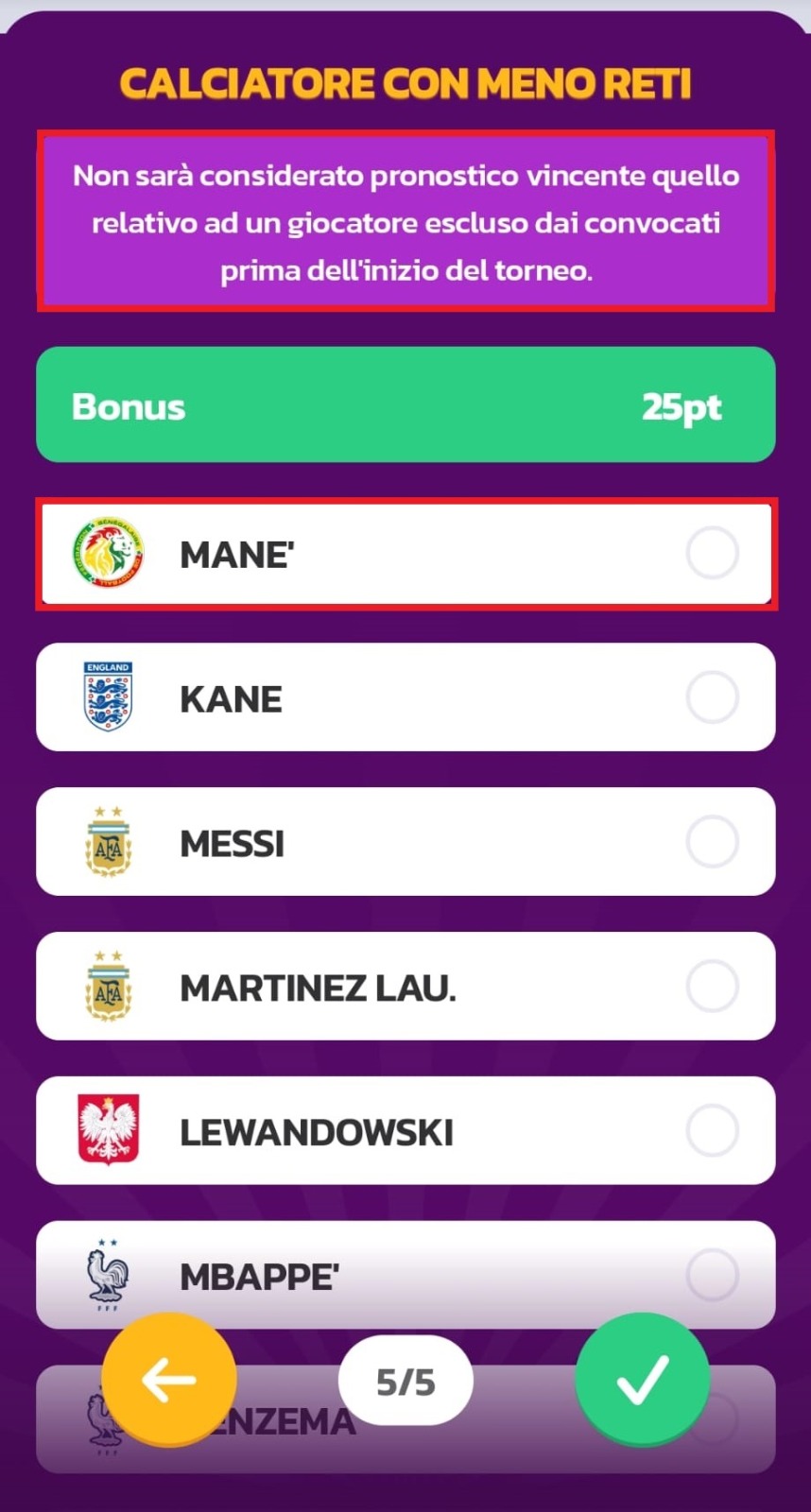 Predictions calciatori con meno reti