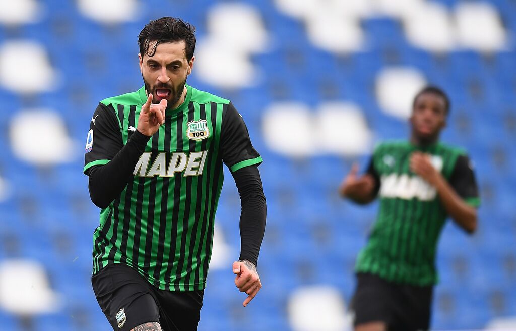 Ciccio Caputo festeggia il gol del momentaneo 1-0 (Getty Images)