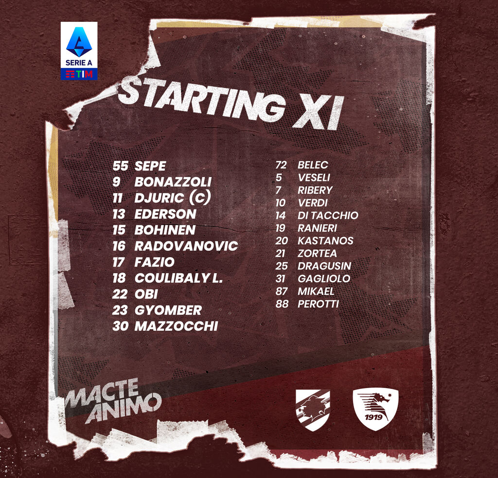 Sampdoria-Salernitana, la formazione granata (Twitter)