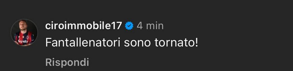 Il messaggio di Immobile (Instagram)