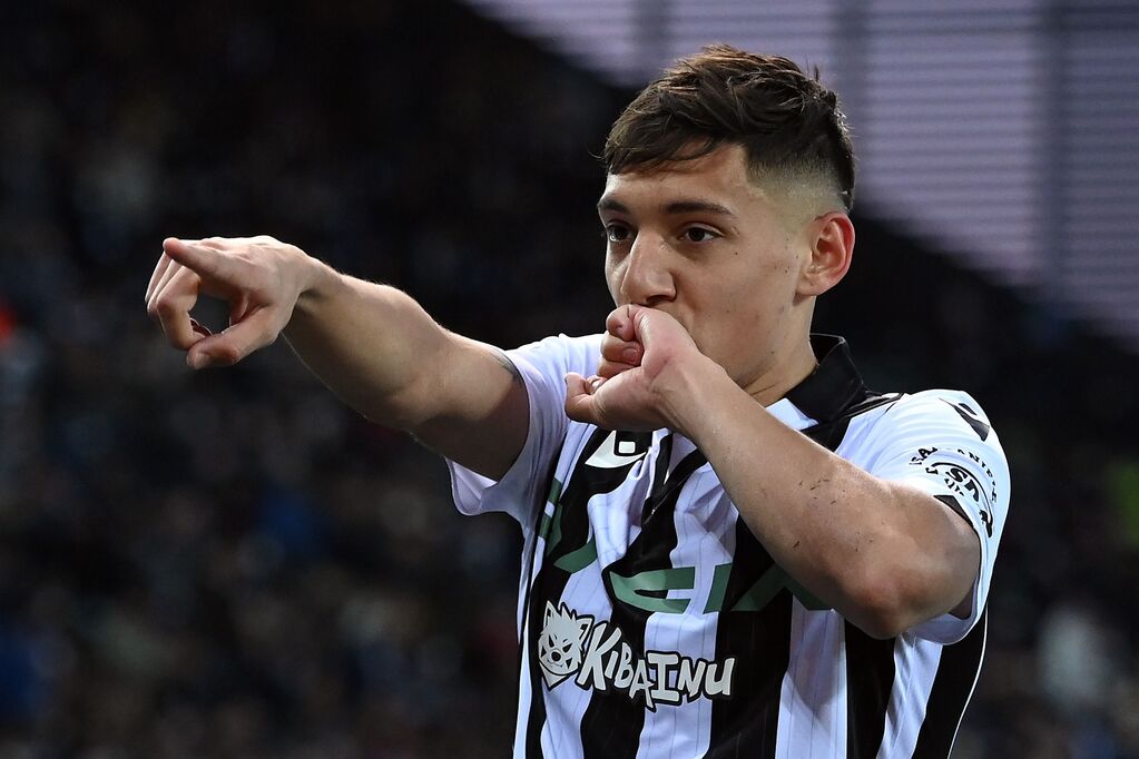 Udinese, Molina esulta per il gol alla Roma (Getty)