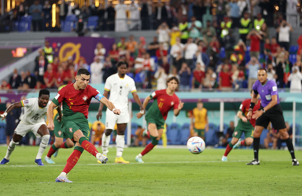 Cristiano Ronaldo dal dischetto per l'1-0 (Getty Images)