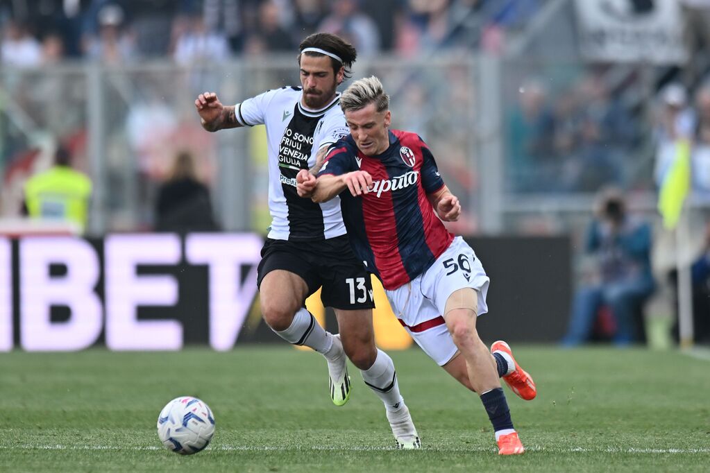 Saelemaekers in azione con la maglia del Bologna (Getty)