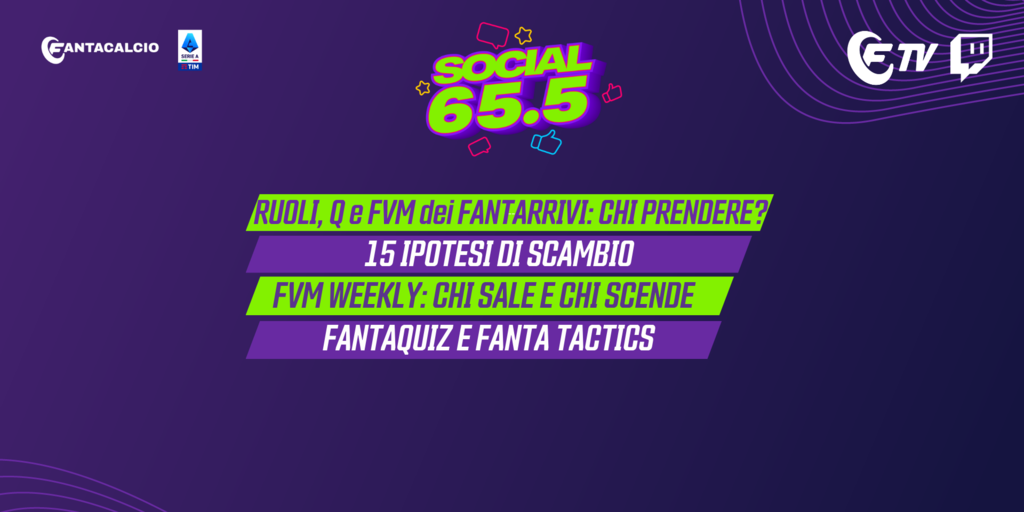 Copertina: LIVE! Ruoli, quotazioni e dvm dei Fantarrivi: chi prendere | 15 ipotesi di scambio | Fvm Weekly e !Fantaquiz | Social 65.5 con Pardo | Fantacalcio TV
