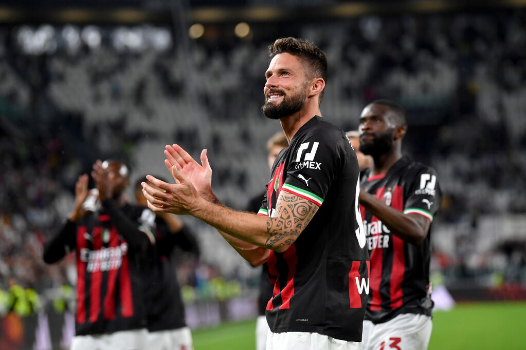 Juventus-Milan 0-1, Giroud celebra il gol decisivo (Getty)