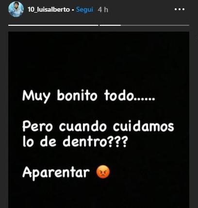 Le parole di Luis Alberto (fonte: Instagram)