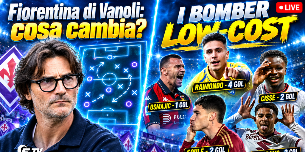 Copertina: LIVE! La Fiorentina di Vanoli | Dimarco, Bowie, McKennie Varela e Gila: le ultime | Cisse, Soulè, Raimondo, Che Adams: i nuovi bomber | Fantacalcio TV
