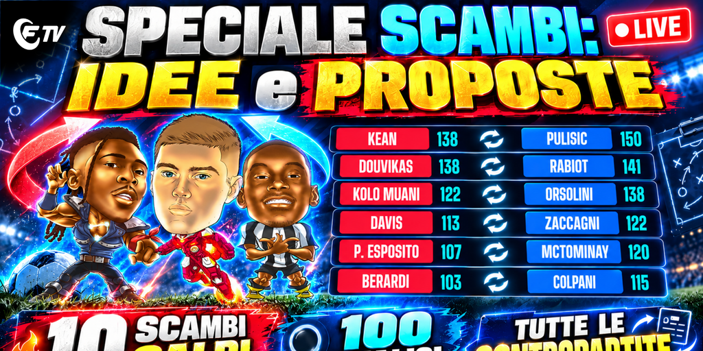 Copertina: LIVE! Speciale scambi: 10 nomi e 10 proposte | McTominay, Raspadori, Zaniolo, Dimarco: le ultime | Fantacalcio TV