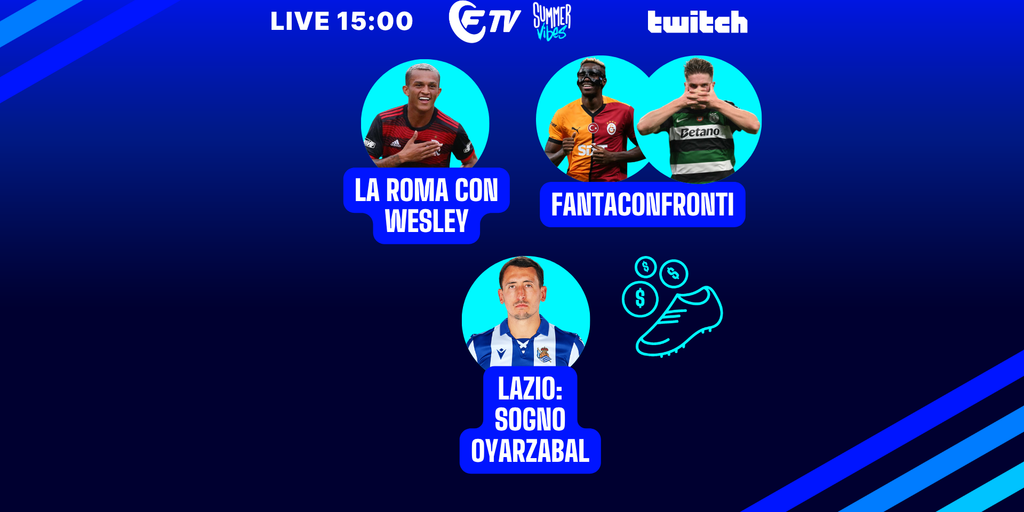Copertina: LIVE! La Roma di Gasperini | Gyökeres, Osimhen, Sancho e Grealish: le ultime | Lazio: sogno Oyarzabal | Fantaconfronti 25/26 | Fantaquiz | Summer Vibes | Fantacalcio TV