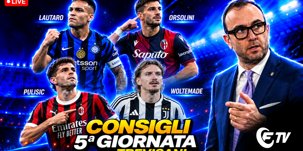 Copertina: Live! Consigli Fantacalcio 5ᵃ giornata | Orsolini, Zaniolo, Lautaro, Pulisic e Woltemade | Line Up Day con Trevisani | Fantacalcio TV