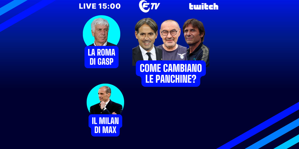 Copertina: Live! Milan: ecco Max Allegri | La Roma di Gasperini | Novità Sarri, Inzaghi, Conte e Fabregas | Fantacalcio TV