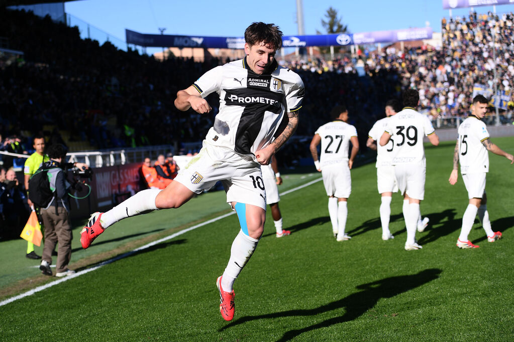 Bernabé celebra l'1-0 in Parma-Verona (Getty)