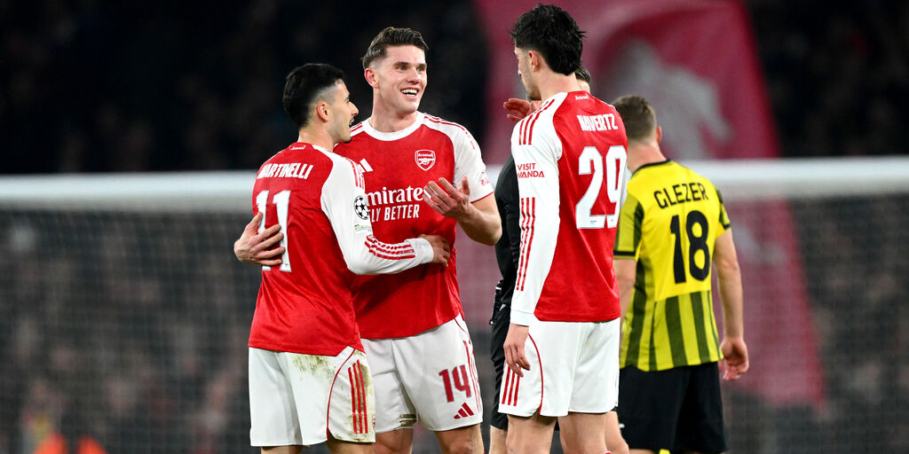 Copertina: L'Arsenal la chiude nel primo tempo, 3-2 al Kairat e primo posto da imbattuto