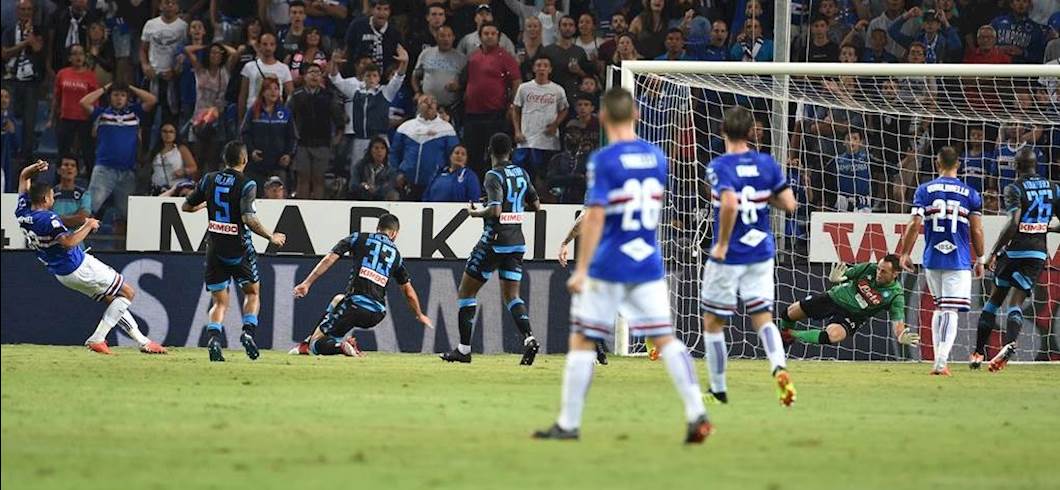 Copertina: Doppio Defrel e magia di Quagliarella. La Sampdoria batte 3-0 il Napoli