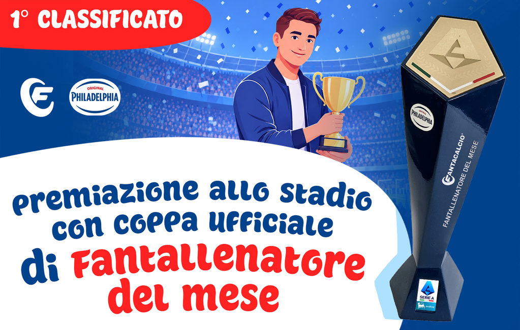 Premiazione allo stadio con coppa ufficiale di Fantallenatore del Mese 