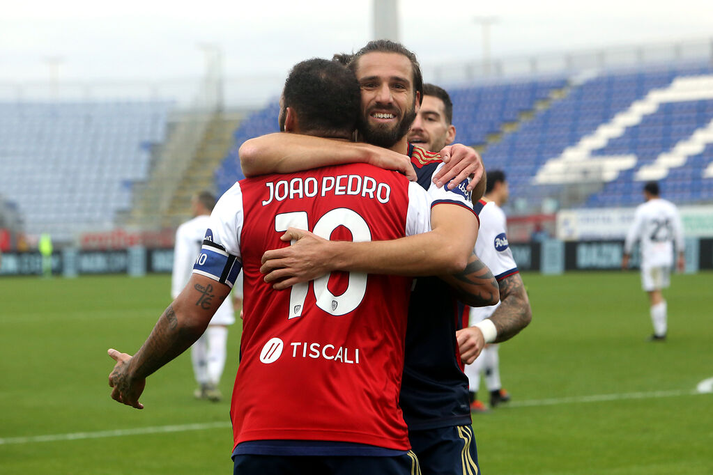 Cagliari - Benevento: l'esultanza di Joao Pedro (Getty)