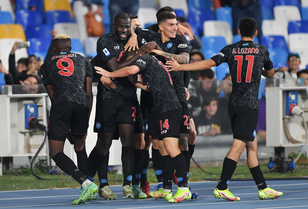 Napoli, l'esultanza dopo il gol di Osimhen al Torino (Getty)