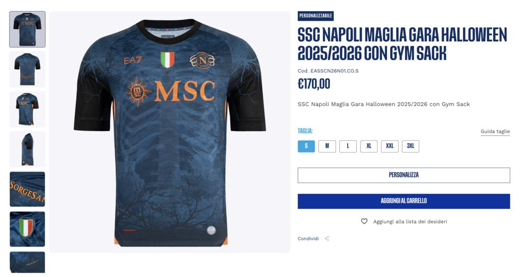 Dettagli maglia SSC Napoli Halloween 2025/2026 (Foto: SSC Napoli)