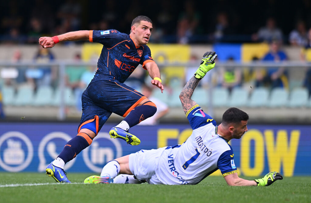 Krstovic in azione con la maglia del Lecce (Getty)
