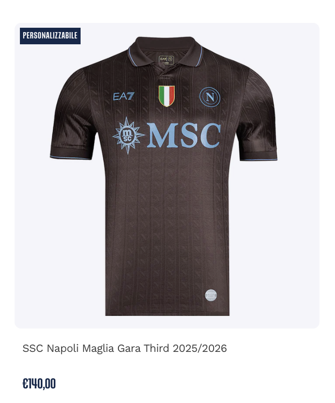 Prezzo Terza Maglia Napoli Café 2025/2026 (Foto: SSC Napoli)