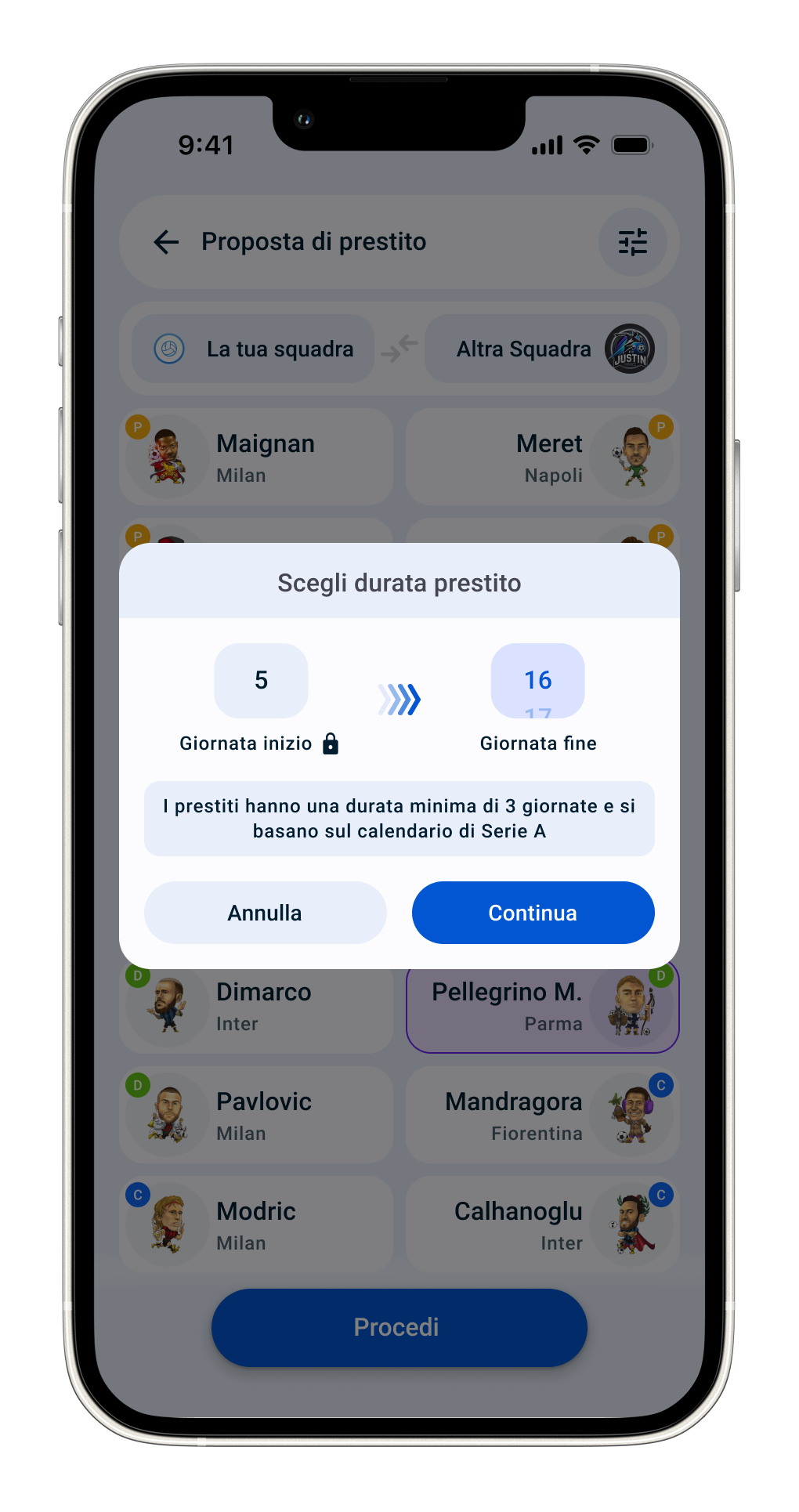 Sei tu a scegliere la durata del prestito su Leghe Fantacalcio®