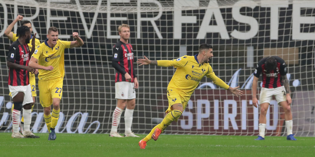 Mattia Zaccagni esulta dopo la rete al Milan (Getty Images)