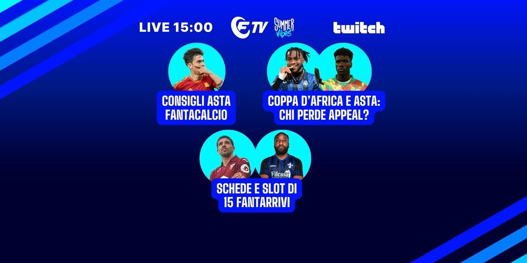 LIVE! Coppa d'Africa e asta: chi perde appeal? | Schede e slot: 15 fantarrivi | Kuhn, Miretti, Gaetano: gli infortunati | Fantacalcio TV
