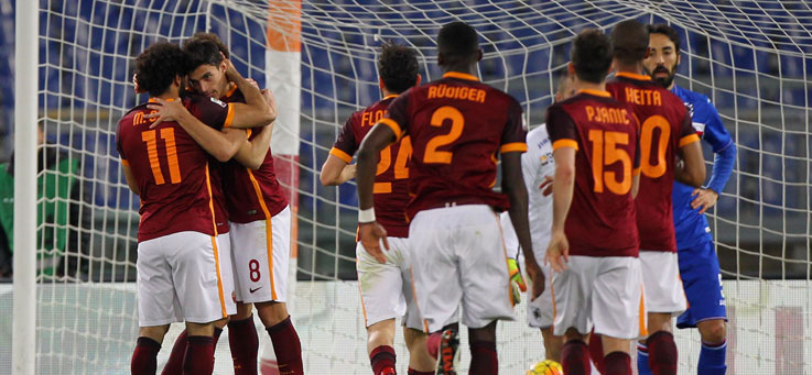 Copertina: Il terzo posto si avvicina: la Roma batte anche la Samp